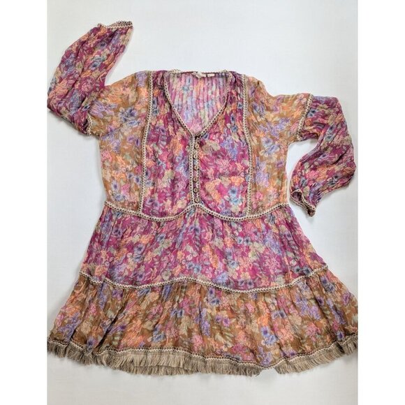 Anthropologie Letruelse Boho Sheer Dress OVersized Sheer Cover-Up Size Small - Picture 9 of 14